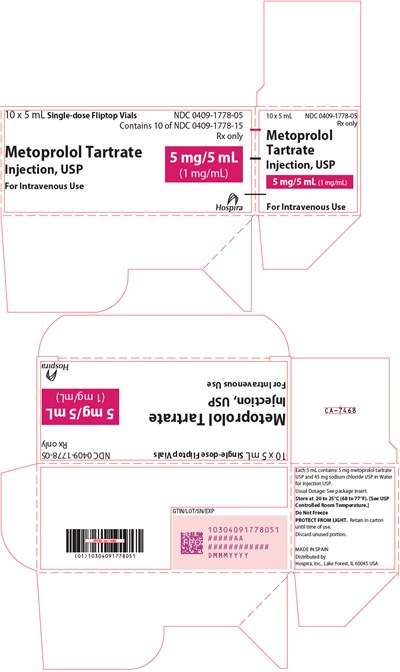 PRINCIPAL DISPLAY PANEL - 5 mL Vial Carton - metoprolol 04