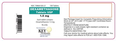 NDC 70868-920-21100 TabletsDEXAMETHASONETablets USP1.5 mg - dexamethasone tablets usp 02