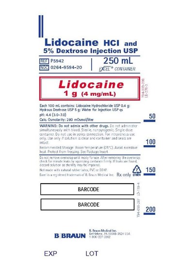 lidocaine-hydrochloride-and-dextrose-injection-usp-6.jpg 250 mL Container Label P5942 - lidocaine hydrochloride and dextrose injection usp 6