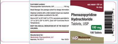 phenazopyridine-02.jpg PRINCIPAL DISPLAY PANEL - 100 mg Tablet Bottle Label - phenazopyridine 02