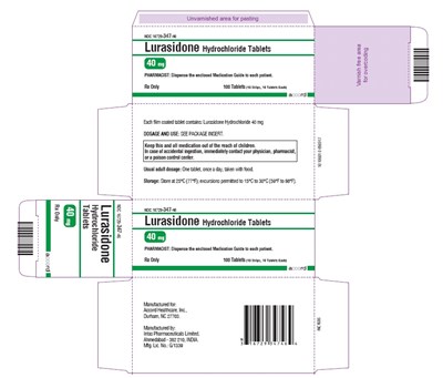Lurasidone Hydrochloride 40 mg-100 Tablets-carton (Lurasidone 40mg 100)