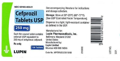 cefprozil-tab-figure-02.jpg CEFPROZIL TABLETS USPRx Only250 mgNDC 68180-403-01 100 Tablets - cefprozil tab figure 02