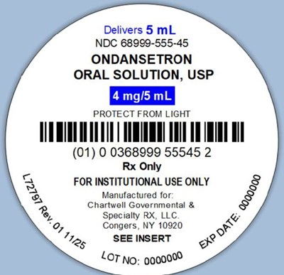 "image Description" (Ondansetron Oral Solution 5ml Unit Dose Cup Label)