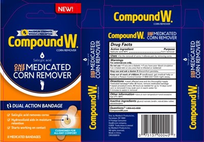 Compound Wcorn Removersalicylic Acidone Step Medicated Corn Remover8 Medicated Bandages (Compound W One Step Medicated Corn Remover 63029 6 01)