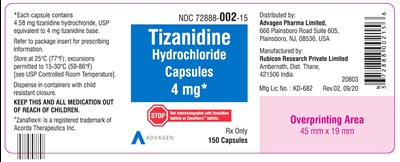 tizanidine-hydrochloride-capsules-4mg-150-count.jpg Principal Display Panel - 4 mg 150 Capsule Bottle - tizanidine hydrochloride capsules 4mg 150 count