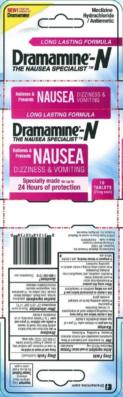 Principal Display Paneldramamine®-nmeclizine Hydrochloride Tablets/antiemetic10 Tablets (Dramamine N Nausea 01)