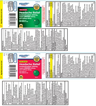Acetaminophen 250 mg Aspirin 250 mg (nsaid)* Caffeine 65 mg (Extra Strength Headache Relief Geltab 1)