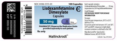 PRINCIPAL DISPLAY PANEL - 50 mg Capsules - lisdexamfetamine dimesylate 14