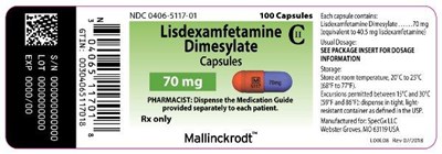 PRINCIPAL DISPLAY PANEL - 70 mg Capsules - lisdexamfetamine dimesylate 16