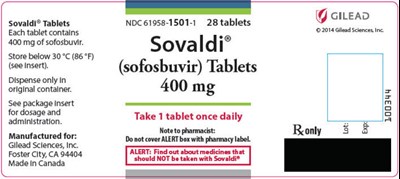 sovaldi-03.jpg PRINCIPAL DISPLAY PANEL - 400 mg Tablet Bottle Label - sovaldi 03