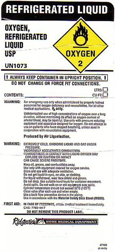 Liquid Label (Ridgeview Liq O2)