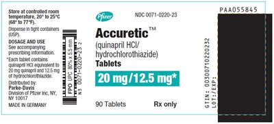 accuretic-05.jpg PRINCIPAL DISPLAY PANEL - 20 mg/12.5 mg Tablet Bottle Label - accuretic 05