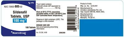 Sildenafil Citrate Tablets 100 mg (NDC 72603-885-02)