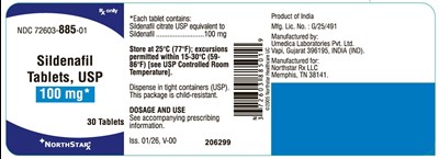 Sildenafil Citrate Tablets 100 mg (NDC 72603-885-01)
