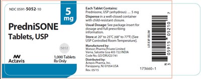 image-2.jpg NDC 0591-5052-10 PredniSONE Tablets, USP 5 mg 1,000 Tablets Rx only - image 2