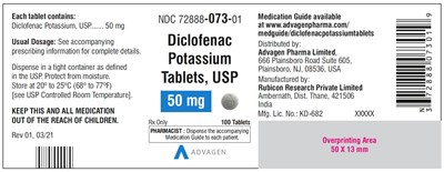 diclofenac-potassium-tab-usp-50mg-100s-bottle.jpg Diclofenac Potassium Tablets,USP 50 mg - NDC 72888-073-01 - 100 Tablets Bottle - diclofenac potassium tab usp 50mg 100s bottle