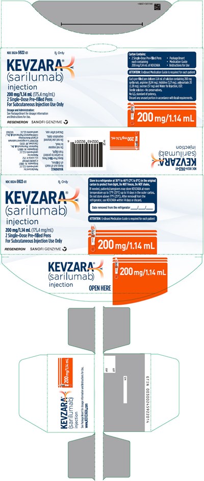 kevzara-29.jpg PRINCIPAL DISPLAY PANEL - 200 mg/1.14 mL Pen Carton - kevzara 29
