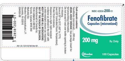 Fenofibrate Capsules [micronized] 200 mg, 100s Label (06)