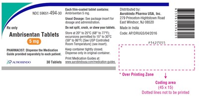 PACKAGE LABEL-PRINCIPAL DISPLAY PANEL - 5 mg Container Label (30 Tablets Bottle) - ambrisentan fig6