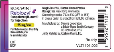 reblozyl-01.jpg PRINCIPAL DISPLAY PANEL - 25 mg Vial Carton - reblozyl 01