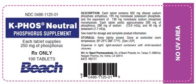k-phos-01.jpg PRINCIPAL DISPLAY PANEL - 250 mg Tablet Bottle Label - k phos 01