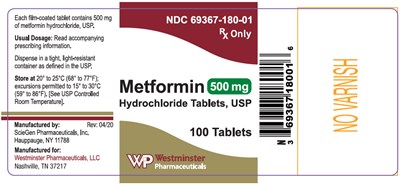 metformin-02.jpg PRINCIPAL DISPLAY PANEL - 500 mg Tablet Bottle Label - metformin 02