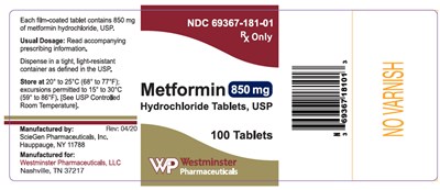 metformin-03.jpg PRINCIPAL DISPLAY PANEL - 850 mg Tablet Bottle Label - metformin 03