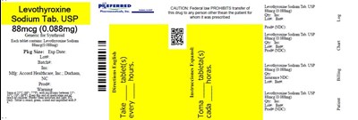 Levothyroxine Sodium Tab. USP 88mcg (0.88mg) - levothyroxine 88 mcg 90 tab