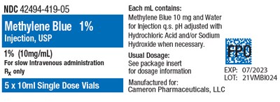 methylene-02.jpg PRINCIPAL DISPLAY PANEL - 10 mg/mL Vial Carton Label - methylene 02