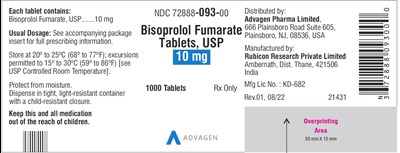 bisoprolol-fumarate-tabs-10mg-1000s.jpg Bisoprolol Fumarate Tablets 10 mg - NDC 72888-093-00 - 1000 Tablets Label - bisoprolol fumarate tabs 10mg 1000s