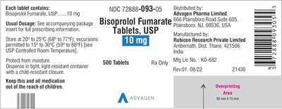 bisoprolol-fumarate-tabs-10mg-500s.jpg Bisoprolol Fumarate Tablets 10 mg - NDC 72888-093-05 - 500 Tablets Label - bisoprolol fumarate tabs 10mg 500s