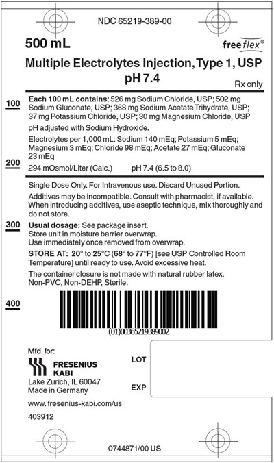 kab00-0002-03.jpg PACKAGE LABEL - PRINCIPAL DISPLAY – Multiple Electrolytes Injection, Type 1, USP pH 7.4 500 mL Bag Label - kab00 0002 03