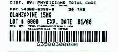 Olanzapine Tablets Usp 15mg 30s Label (6358)