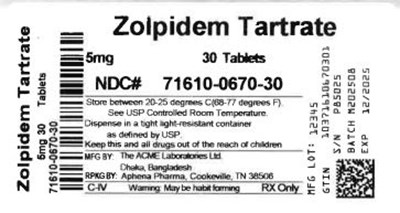 Bottle Label 5 mg (71610 0670 30)