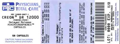 Creon 12,000 Capsule Package Label (6067)