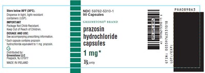 prazosin-03.jpg PRINCIPAL DISPLAY PANEL - 1 mg Bottle Label - prazosin 03