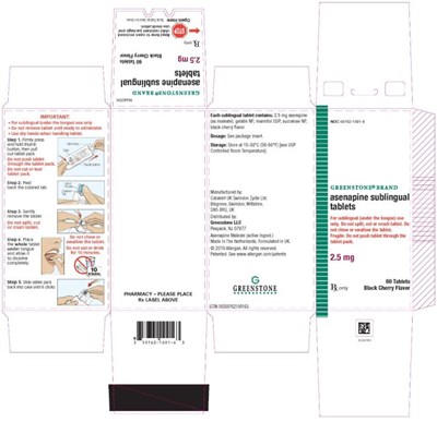 asenapine-0e.jpg PRINCIPAL DISPLAY PANELasenapine sublingual tablets2.5 mg60 TabletsBlack Cherry FlavorRx Only - asenapine 0e