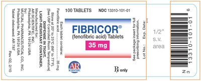 fibricor-02.jpg PRINCIPAL DISPLAY PANEL - 35 mg - 100 Tablet Bottle Label - fibricor 02