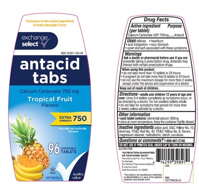 Tropical Fruit Flavor Antacid 96 Ct Calcium Carbonate (Image 01)