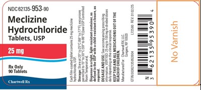 "image Description" (Meclizine Hydrochloride Tabs 25mg Bottle Label)