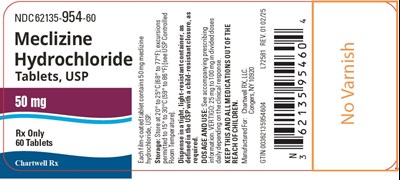 "image Description" (Meclizine Hydrochloride Tabs 50mg Bottle Label)