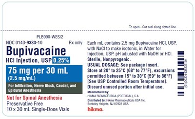PLB990-WES/2 - bupivacaine hcl injection usp single dose 9