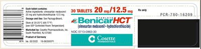 benicar-hct-03.jpg PRINCIPAL DISPLAY PANEL NDC 0713-0863-30 TABLETS Benicar HCT (olmesartan medoxomil and hydrochlorothiazide) 20 mg / 12.5 mg 30 TABLETS Rx only - benicar hct 03