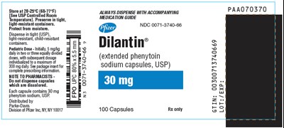 dilantin-04.jpg PRINCIPAL DISPLAY PANEL - 30 mg Capsule Bottle Label - dilantin 04