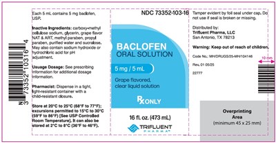 Baclofen Oral Solution (NDC 73352-103-16)