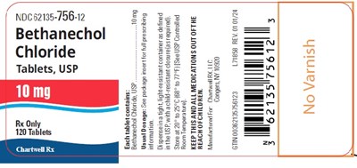 image description - bethanechol chloride 10mg tab 120s bottle label
