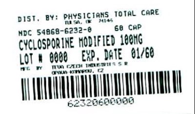 Cyclosporine Caps 100mg Package Label (6232)