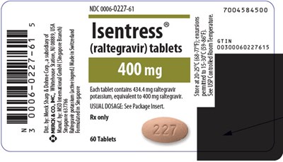 isentress-34.jpg PRINCIPAL DISPLAY PANEL - 400 mg Bottle Label - isentress 34
