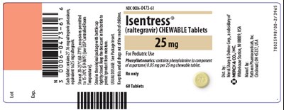 PRINCIPAL DISPLAY PANEL - 25 mg Bottle Label - isentress 37