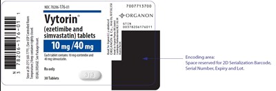 vytorin-06.jpg PRINCIPAL DISPLAY PANEL - 10 mg /40 mg Tablet Bottle Label - vytorin 06